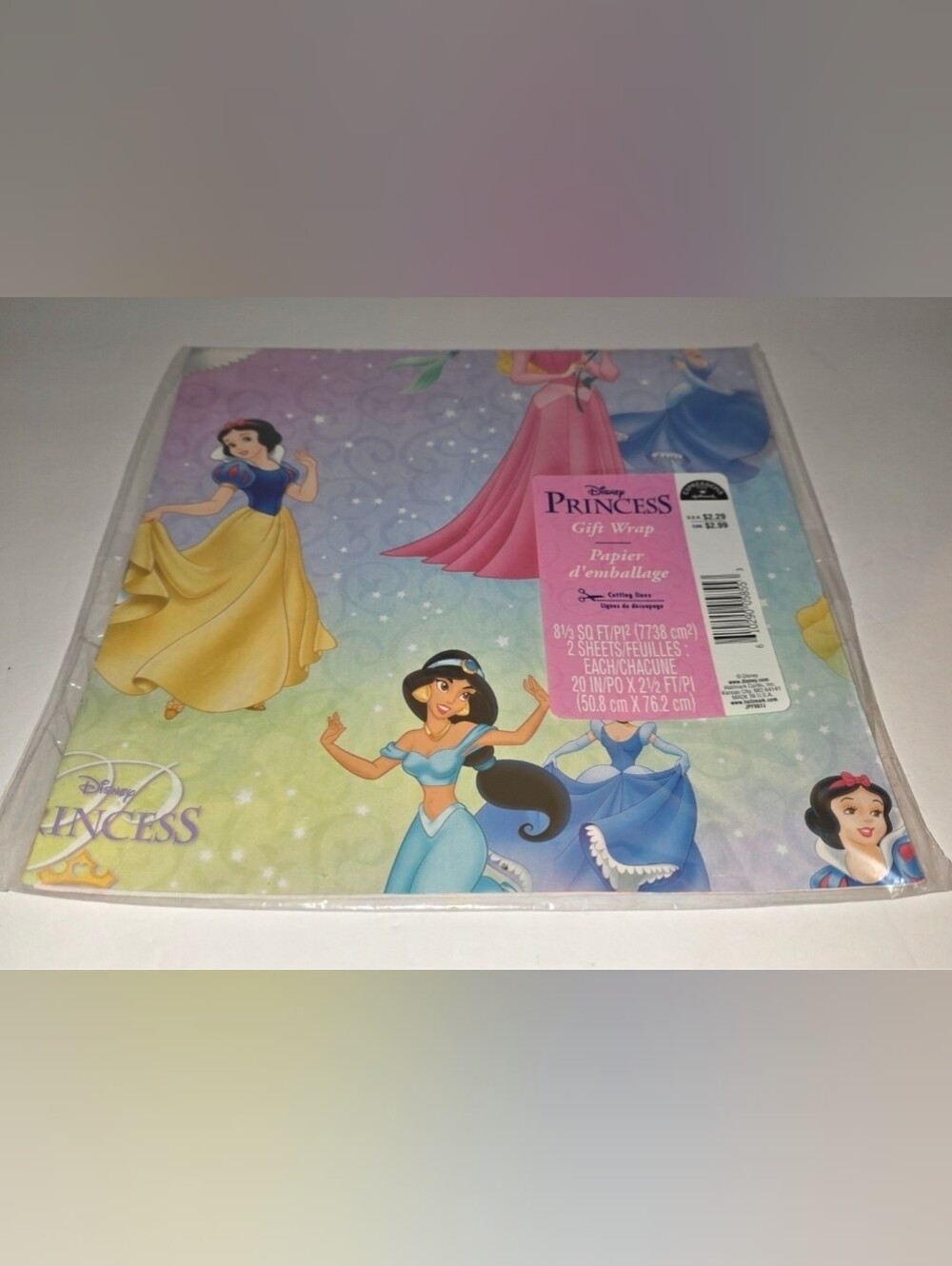 Vintage Hallmark Expressions Disney Princess Flat Gift Wrap New Old Stock